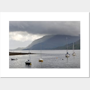 Boats moored in the harbour at Fort William, Scotland Posters and Art